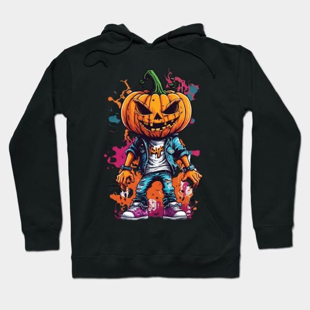 pumpkin smiley face round eyes spooky halloween, happy and handsome pumpkin face Hoodie by DesignHND